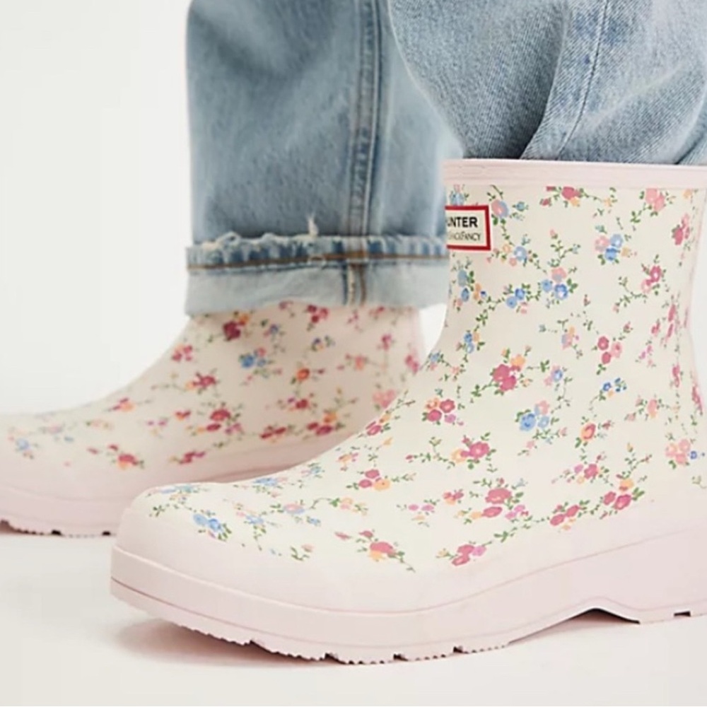 Hunter Love Shack Fancy collaboration Pink Floral Rain Boots